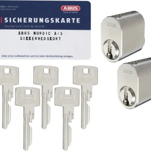 ABUS Paket med 2 ovalcylindre inkl. 5 nycklar, Lika Låsning, SSF3, Zolit, Profil: ZS27A