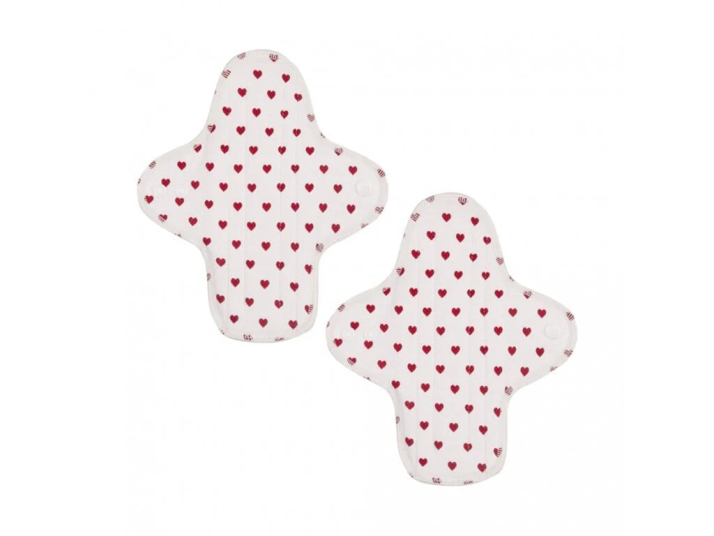 Terra Gaia Tygbindor / trosskydd Medium Flow - Vit/Hjärtan, 2pk - Bild 2