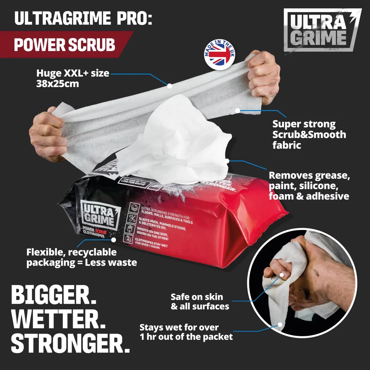 UltraGrime Pro Scrub-use Våtservetter 80p - Bild 4