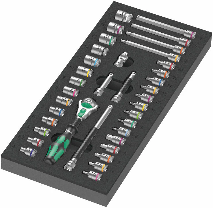 9720 Skumgummiinsats 8000 A Zyklop spärrhandtag 1/4" sats 1, 37 delar till Wera 9700 Tool Rebel-verktstadsvagn - Bild 2