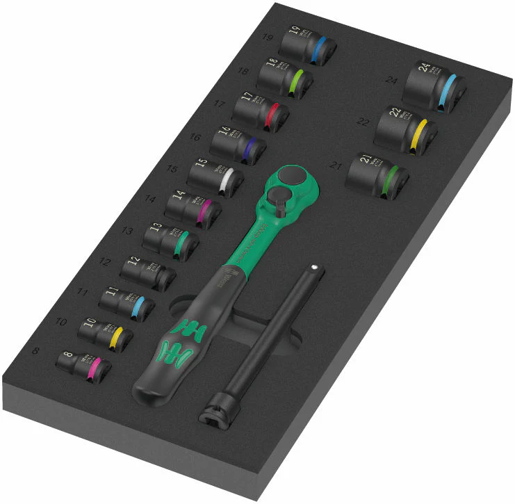 9724 Skumgummiinsats 8010 B Zyklop Comfort spärrhandtagssats 3/8" 1, 16 delar till Wera 9700 Tool Rebel-verktstadsvagn - Bild 2