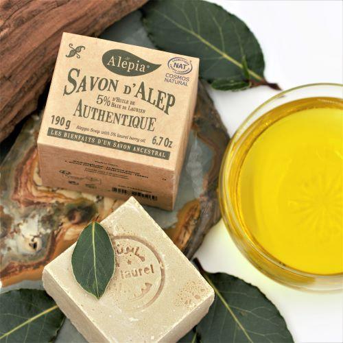Alépia Authentic - Aleppo tvål - 5% Lagerbärsolja - 190g