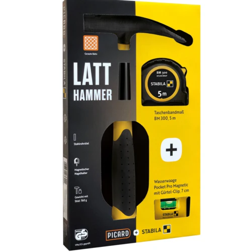 Picard x Stabila Box Carpenters' Roofing Hammer 620M + Pcket tape BM300 + Mini spirit Level - Bild 2