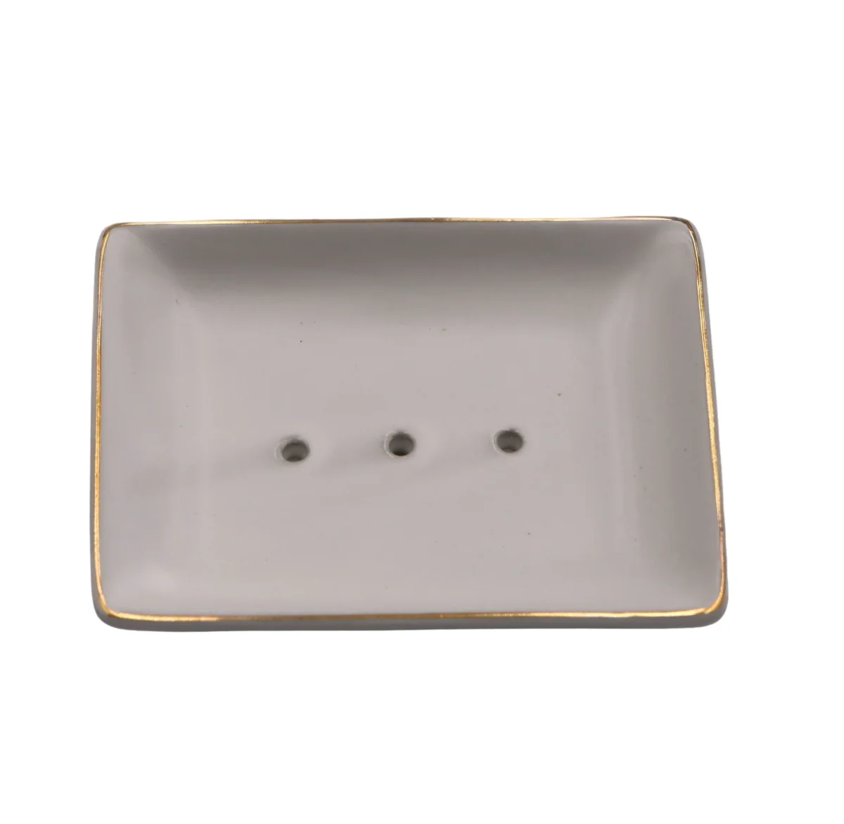 Suztain Tvålhållare - Mjukt Vit Porceläns Tvålkopp med Guldtonad Kant, 1 stk - Bild 2