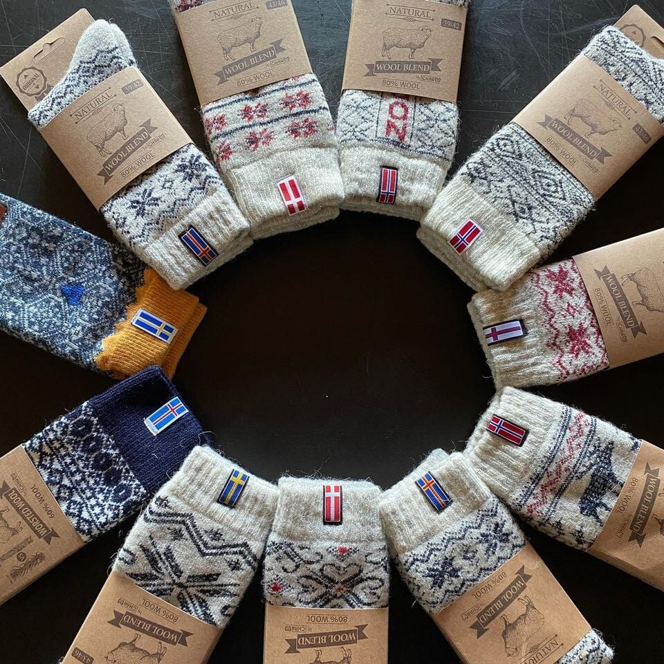 Wool Wear ullsockor 60% - kamgarnsull - Isländsk flaggan/blå - 1par - Bild 3